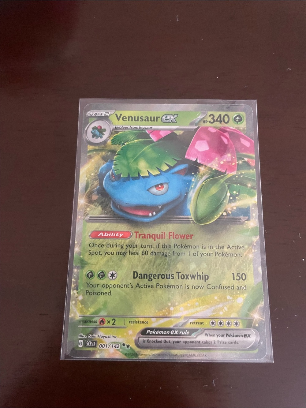 Venusaur ex Pokémon Card - Green & Blue Holo Artwork
